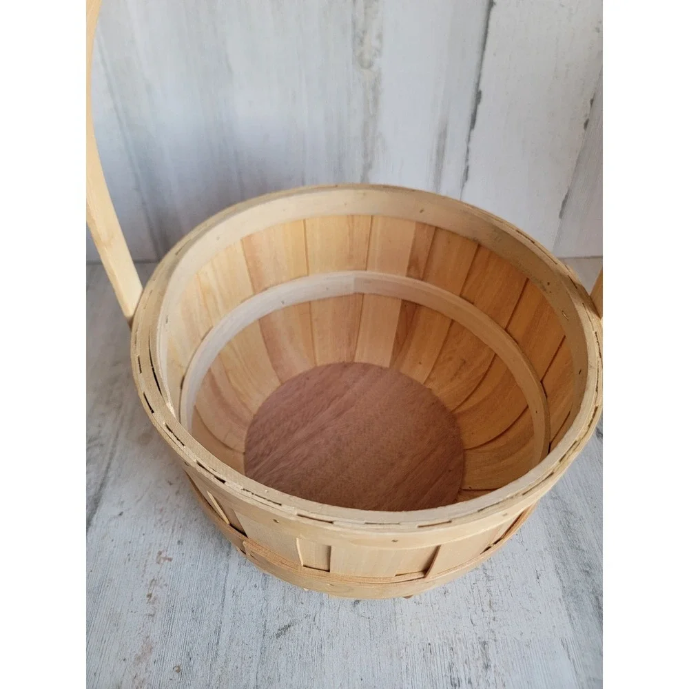 Vintage style‎ bushel basket picnic round home decor storage tan